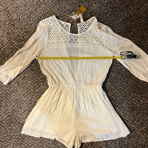 LARA Cream Lace Detail Romper